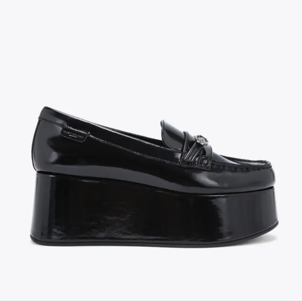 Kurt Geiger Women's Mayfair Loafer Eagle-Embellished Platform Patent